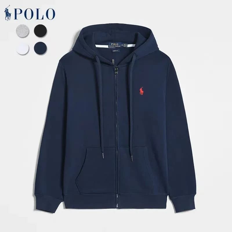 Polo Ralph Lauren Classic Fit Hoodie Navy with Light Blue Pony — 棉款藏青色红标