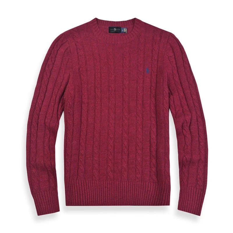 Polo Ralph Lauren Cable Knit Sweater Mint Blue — 6005男款酒红色