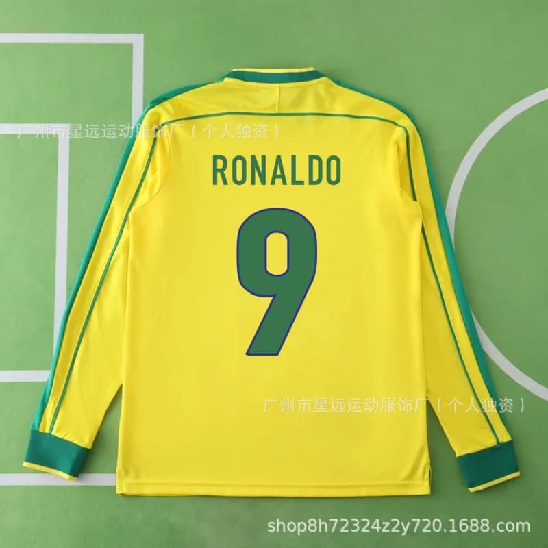 Nike Long-Sleeve Soccer Jersey Ronaldo #9 Brazil