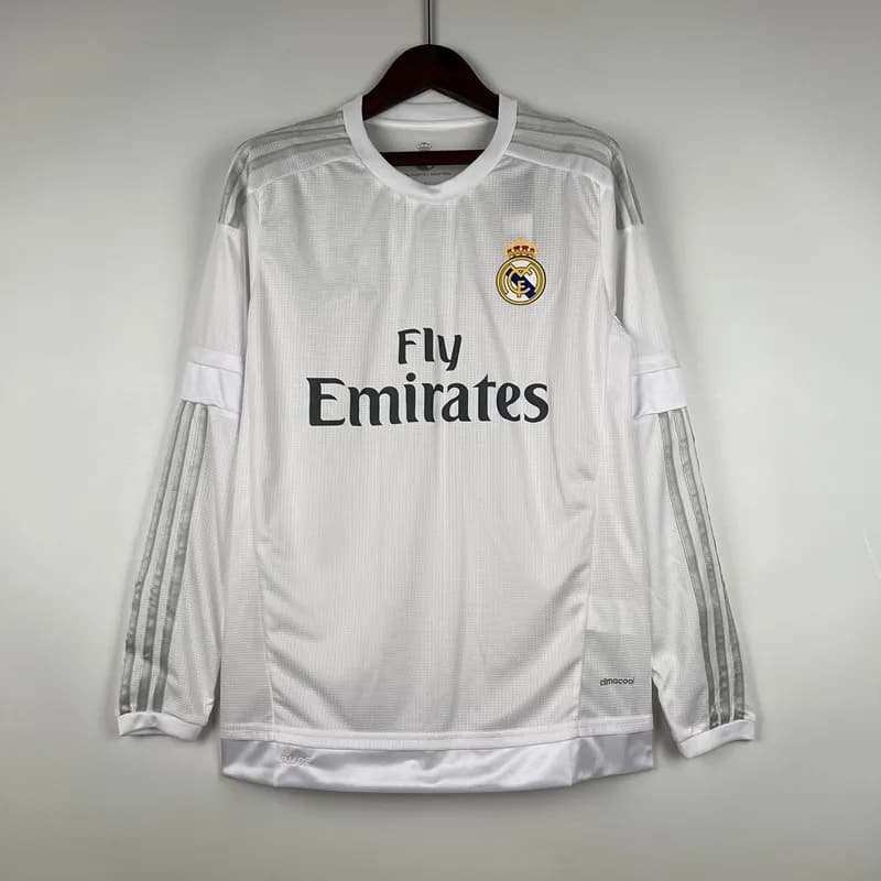 1992-93 Home Shirt Sharp Sponsor — 15-16 real madrid home long sleeves