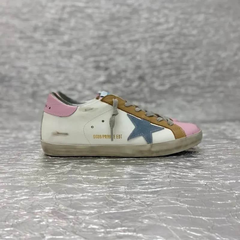 Golden Goose Superstar Distressed Pink & Blue Star