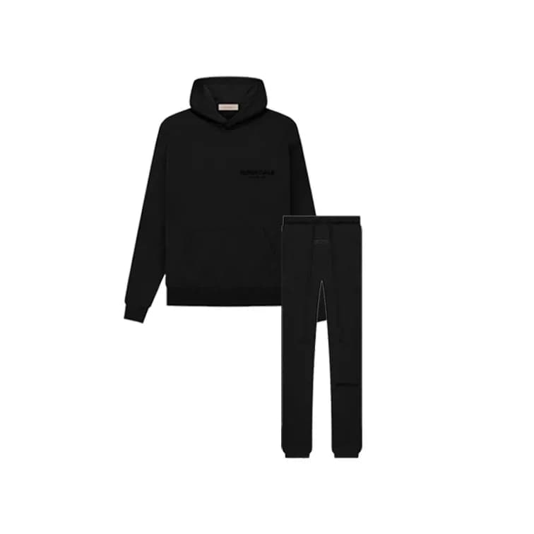 Fear of God Essentials Hoodie and Joggers Set Essentials Logo — StretchLimo水洗黑卫衣+卫裤套装