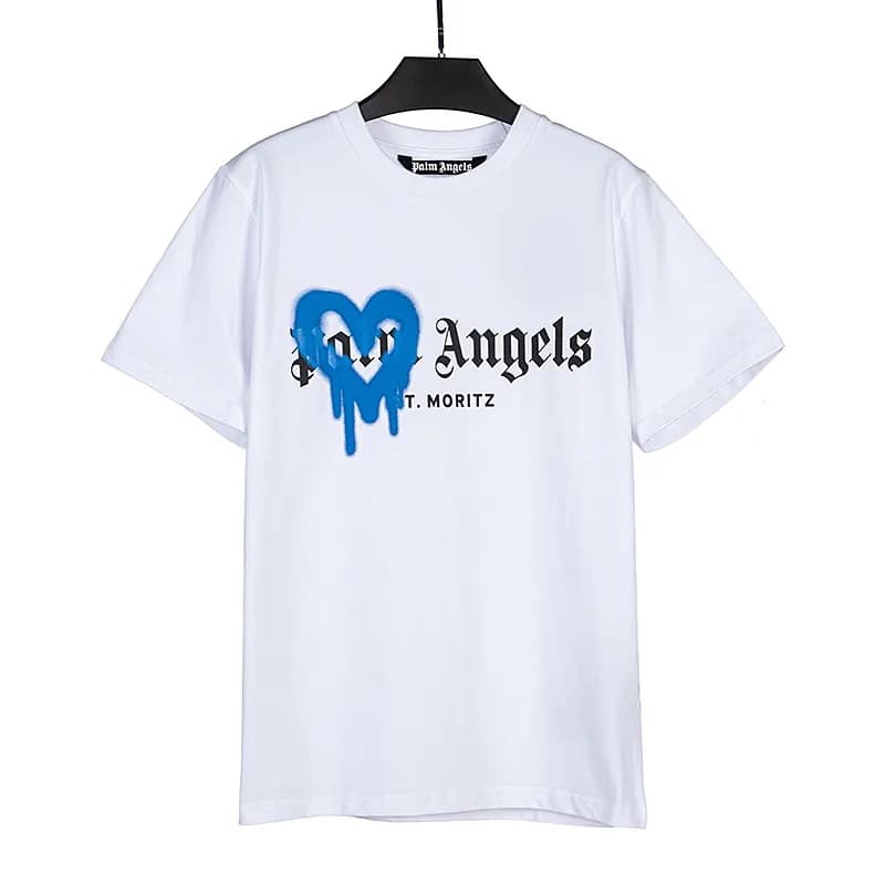 Palm Angels Tee Palm Tree Logo — 2170白-蓝印花