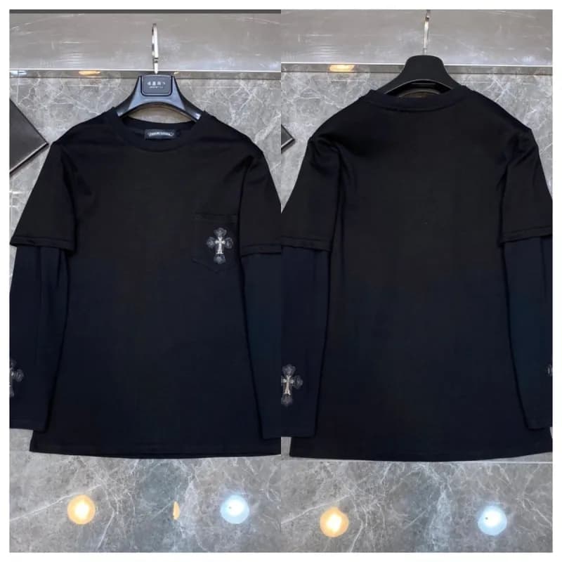 Chrome Hearts Long Sleeve Tee Pink Cross Logo — 8095