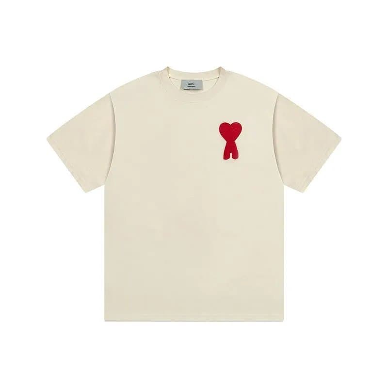 AMI Paris T-Shirt Heart Logo — 杏红