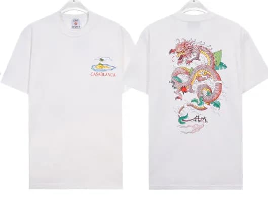 Casablanca Dragon Graphic Tee White with Multicolor Dragon Print