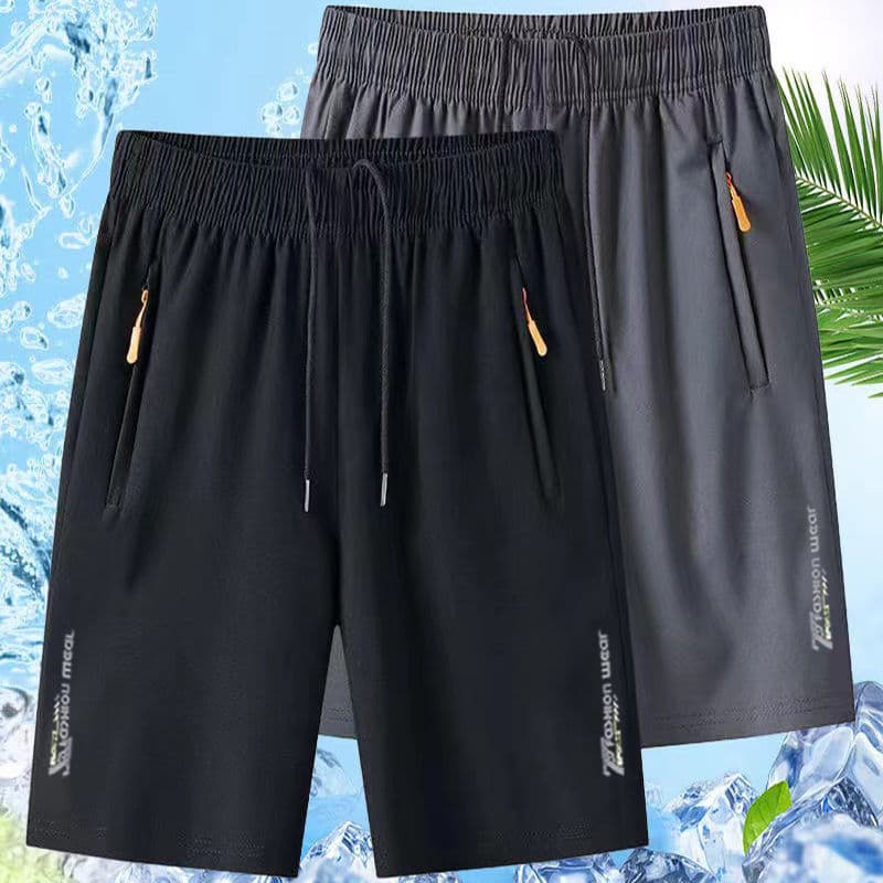 Athletic Shorts Reflective Zip Pocket — XY965【黑色+灰色】7分裤