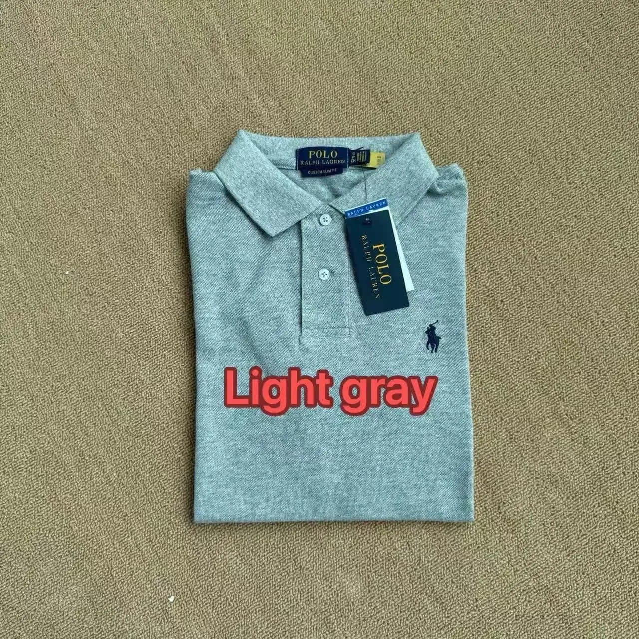 Polo Ralph Lauren Polo Shirt Custom Slim Fit — 浅灰light gray