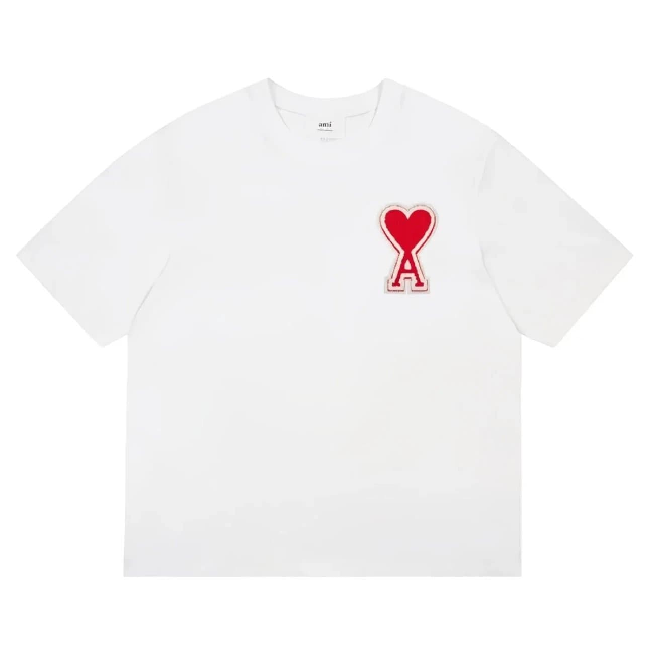Amiri Heart Logo Tee Embroidered Heart — 白红