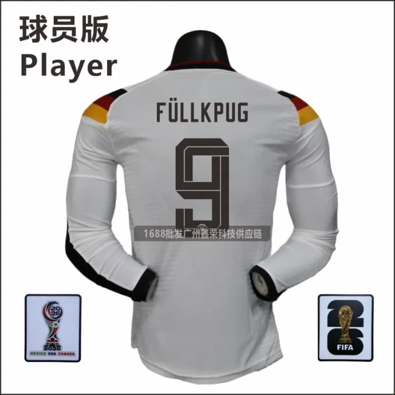 Adidas Germany Home Jersey Player Version — 长袖9号(带臂章)