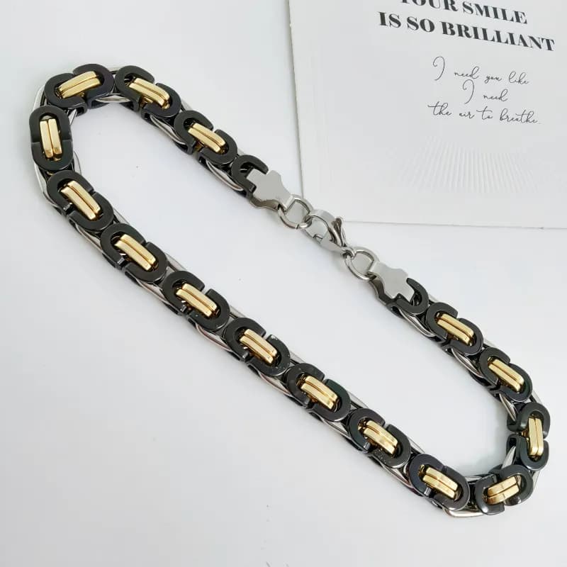 Chrome Hearts Link Chain Set Gold Tone — 6mm金间黑色手链