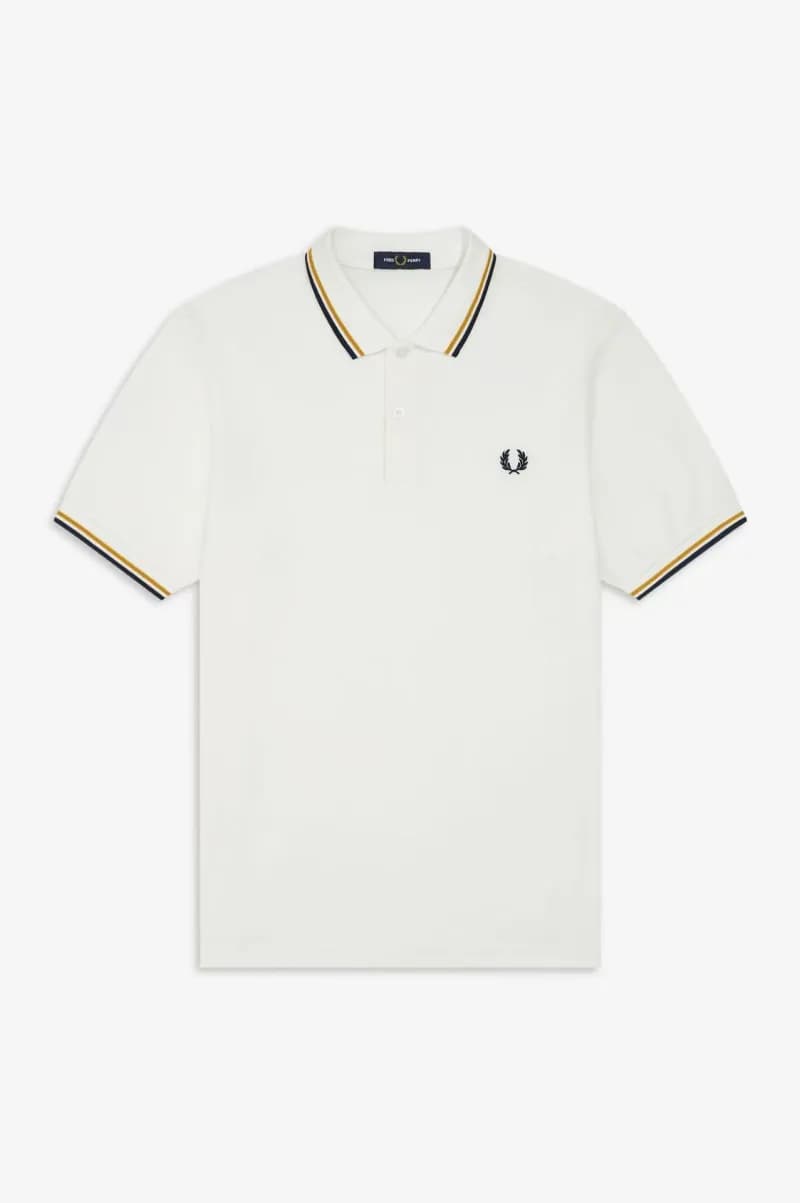 Polo Shirt Laurel Wreath — 白色黄黑边