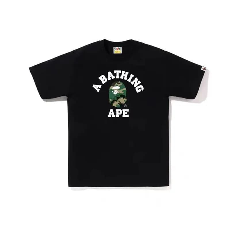 BAPE T-Shirt A Bathing Ape Logo Print — 藏青色 1009黑色