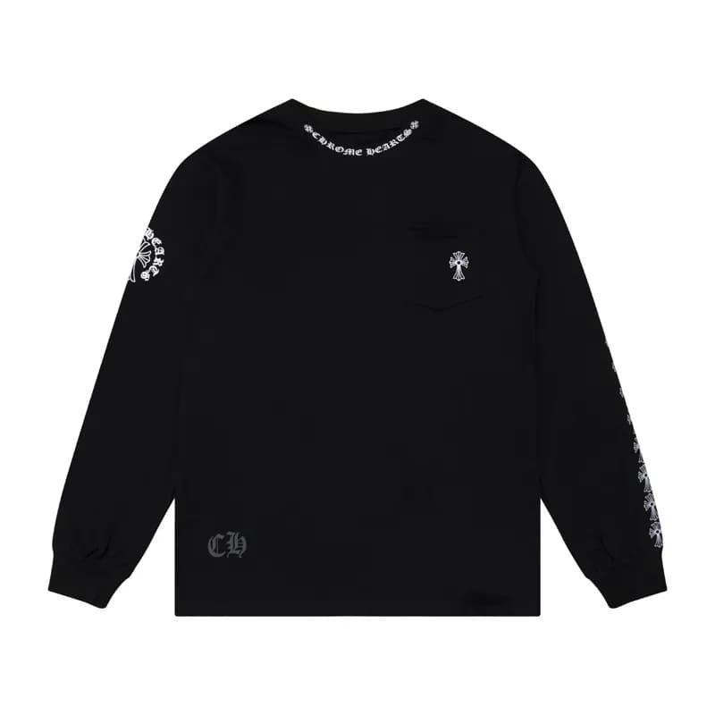 Raglan Long Sleeve Tee Chrome Hearts Crest — K9010 black
