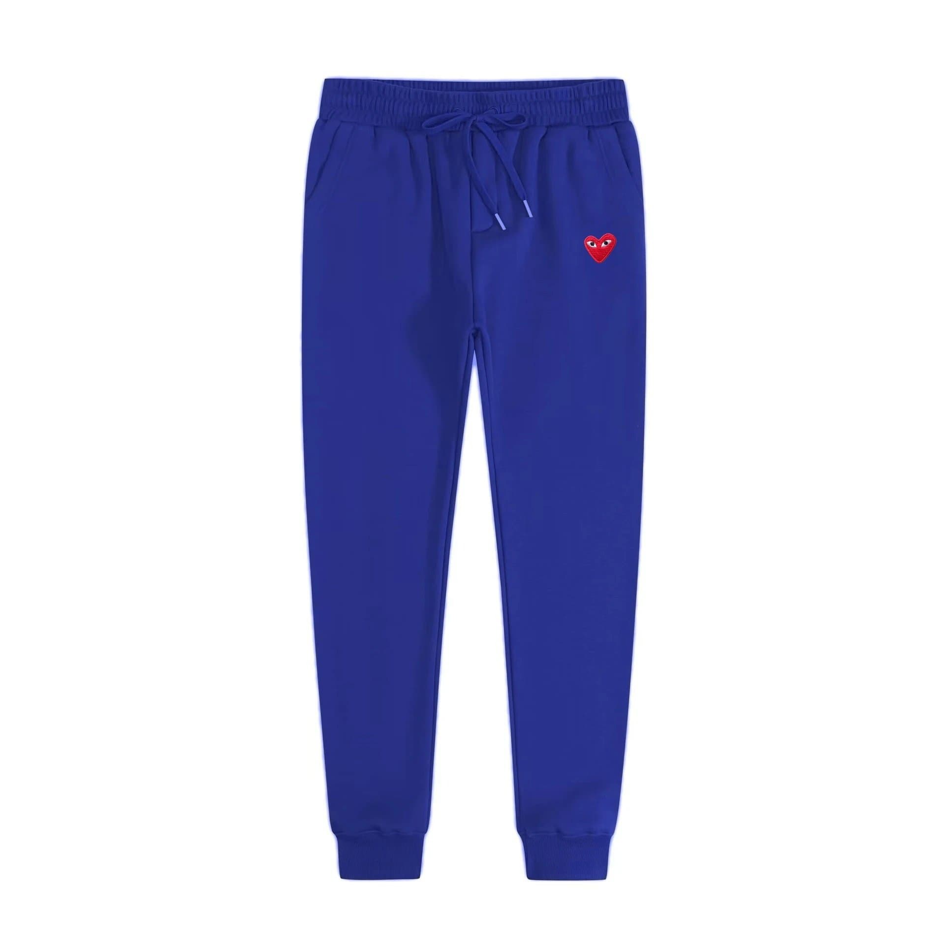 Comme des Garçons Jogger Pants Heart Logo — 卫裤蓝色红眼