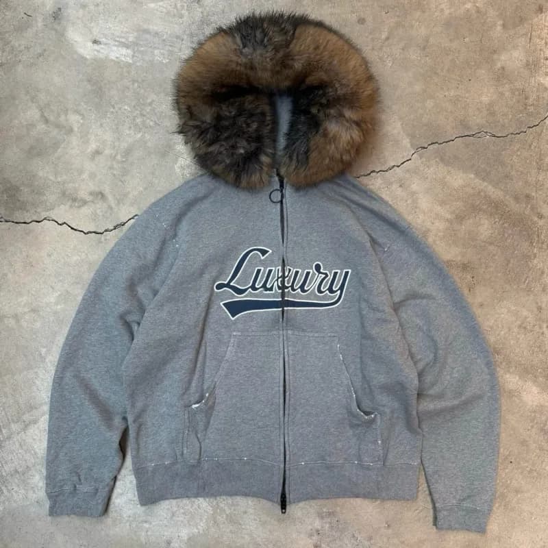 Zip-Up Hooded Jacket Luxury Script Logo