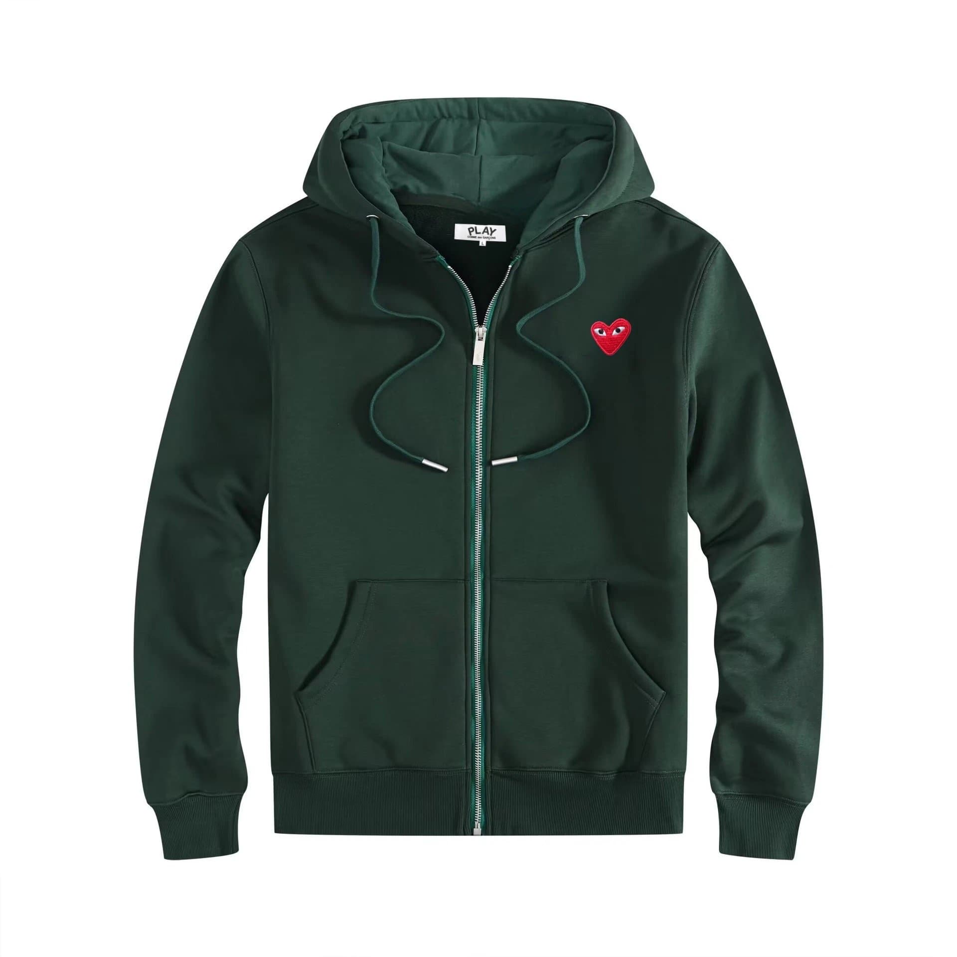 Comme des Garçons Jogger Pants Heart Logo — 拉链墨绿红眼
