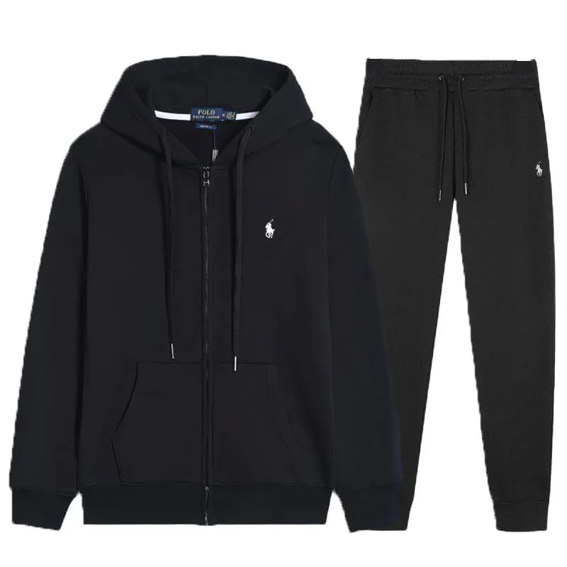 Polo Ralph Lauren Hoodie and Joggers Set Classic Fit — 黑色拉链套装 白
