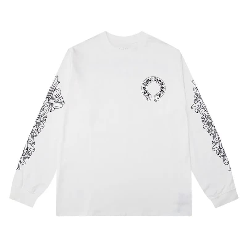 Raglan Long Sleeve Tee Chrome Hearts Crest — K8005 white