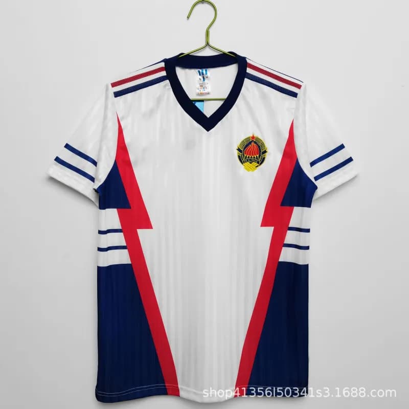 Adidas V-Neck Soccer Jersey Team Crest Edition — 1990 season yugoslavia away game