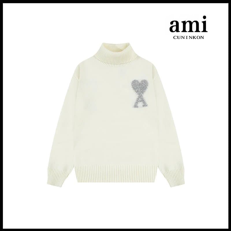 AMI Paris Turtleneck Sweater Heart Logo