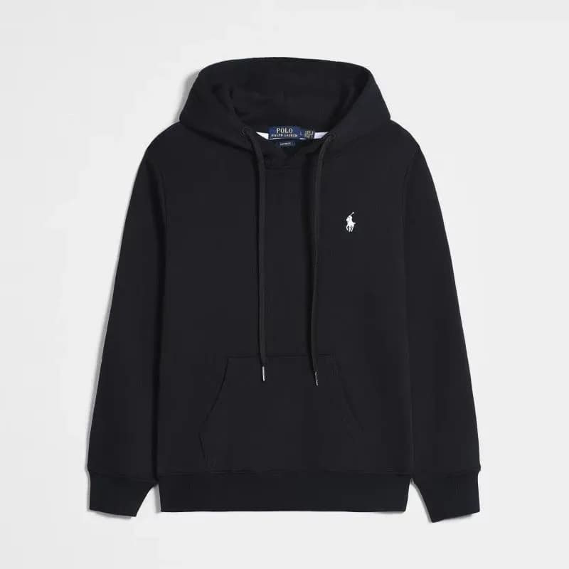 Polo Ralph Lauren Classic Fit Hoodie Navy with Light Blue Pony — 棉套头-黑色白标