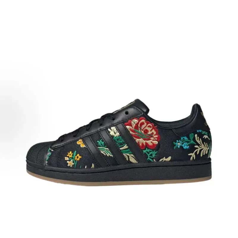 Adidas Superstar Leopard Print — 刺绣花卉黑