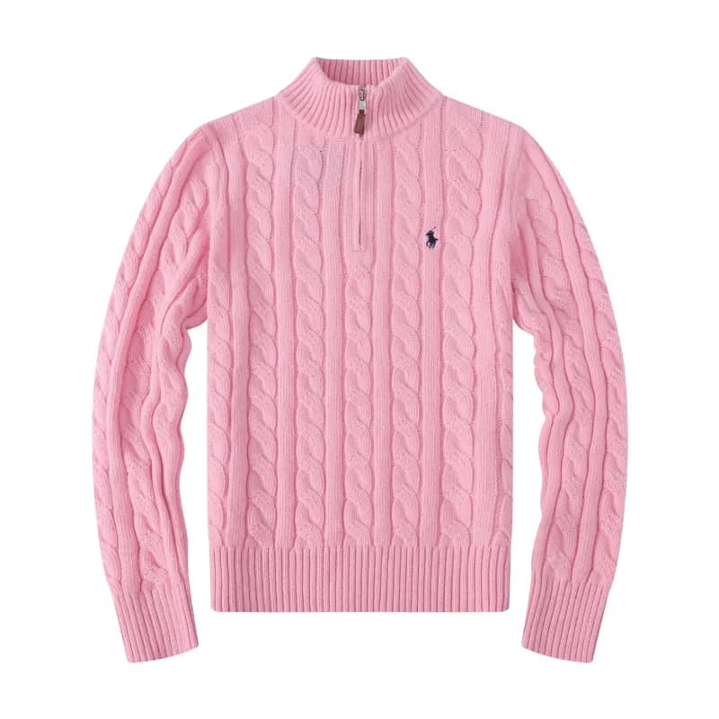 Polo Ralph Lauren Cable Knit Quarter-Zip Sweater Classic Cable — 粉红色