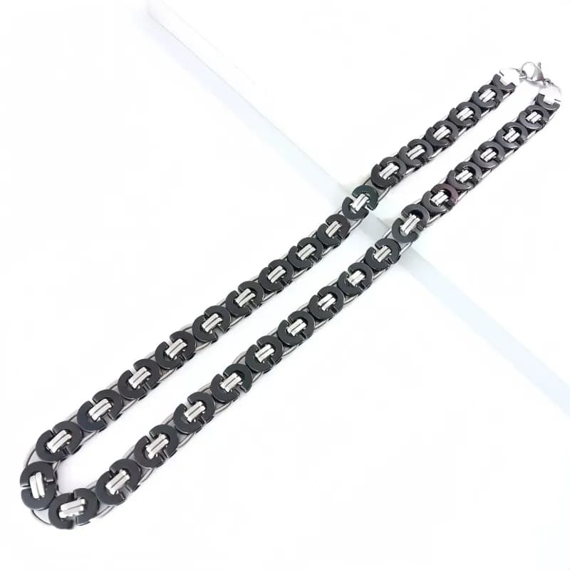 Chrome Hearts Link Chain Set Gold Tone — 钢间黑色项链11mm*55cm
