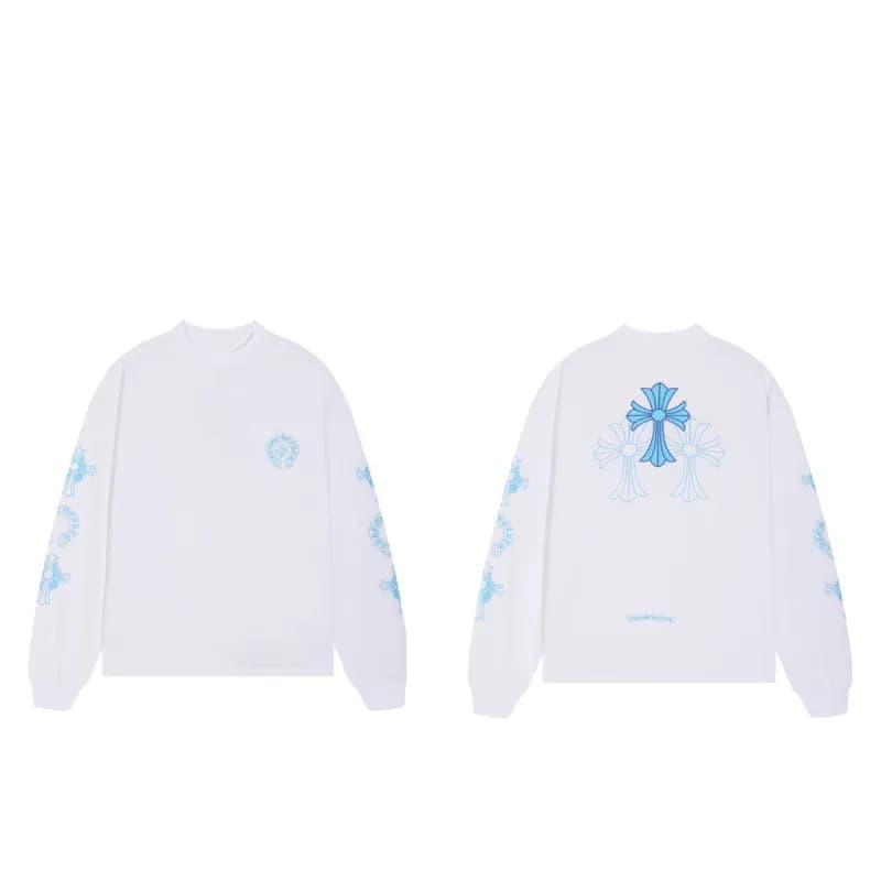 Chrome Hearts Long Sleeve Tee Pink Cross Logo — 8018白