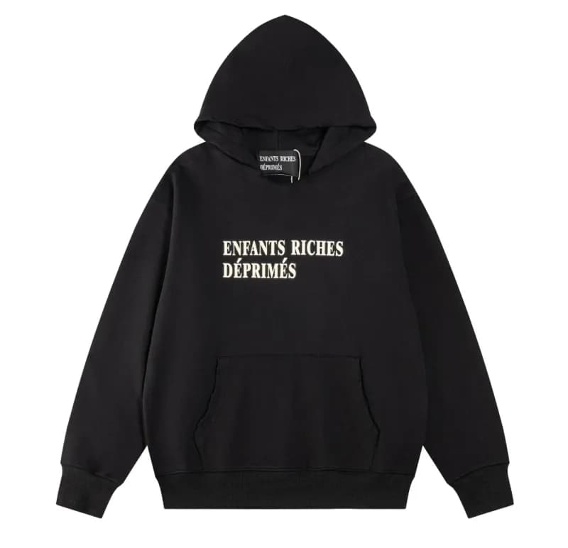 Fear of God Essentials Hooded Sweatshirt Distressed Logo Print — Er839 black