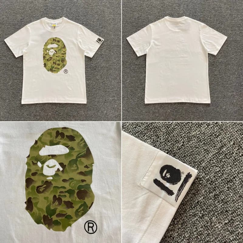BAPE × Human Made A Bathing Ape T-Shirt Camouflage Ape Head — XX106白色