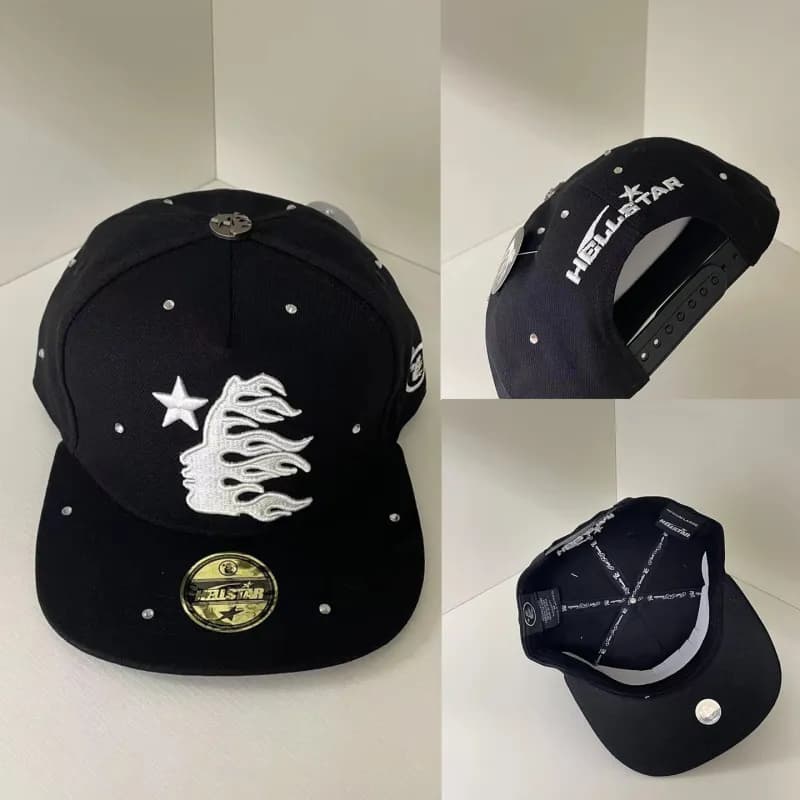 Palace Snapback Cap Flame Star — 黑色【烫钻小点-02款】