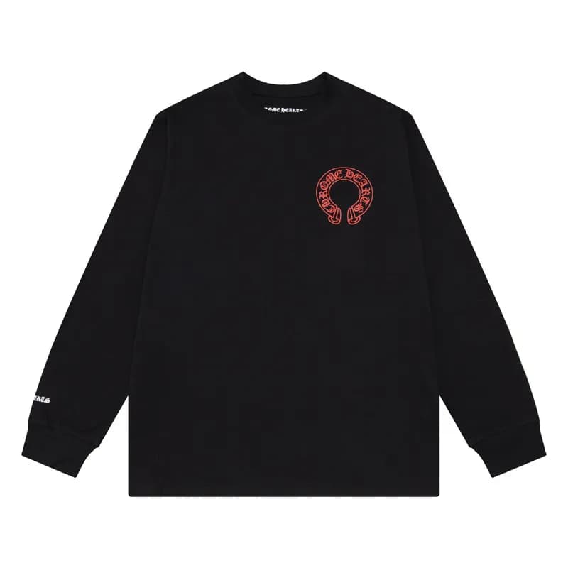 Raglan Long Sleeve Tee Chrome Hearts Crest — K8006 black