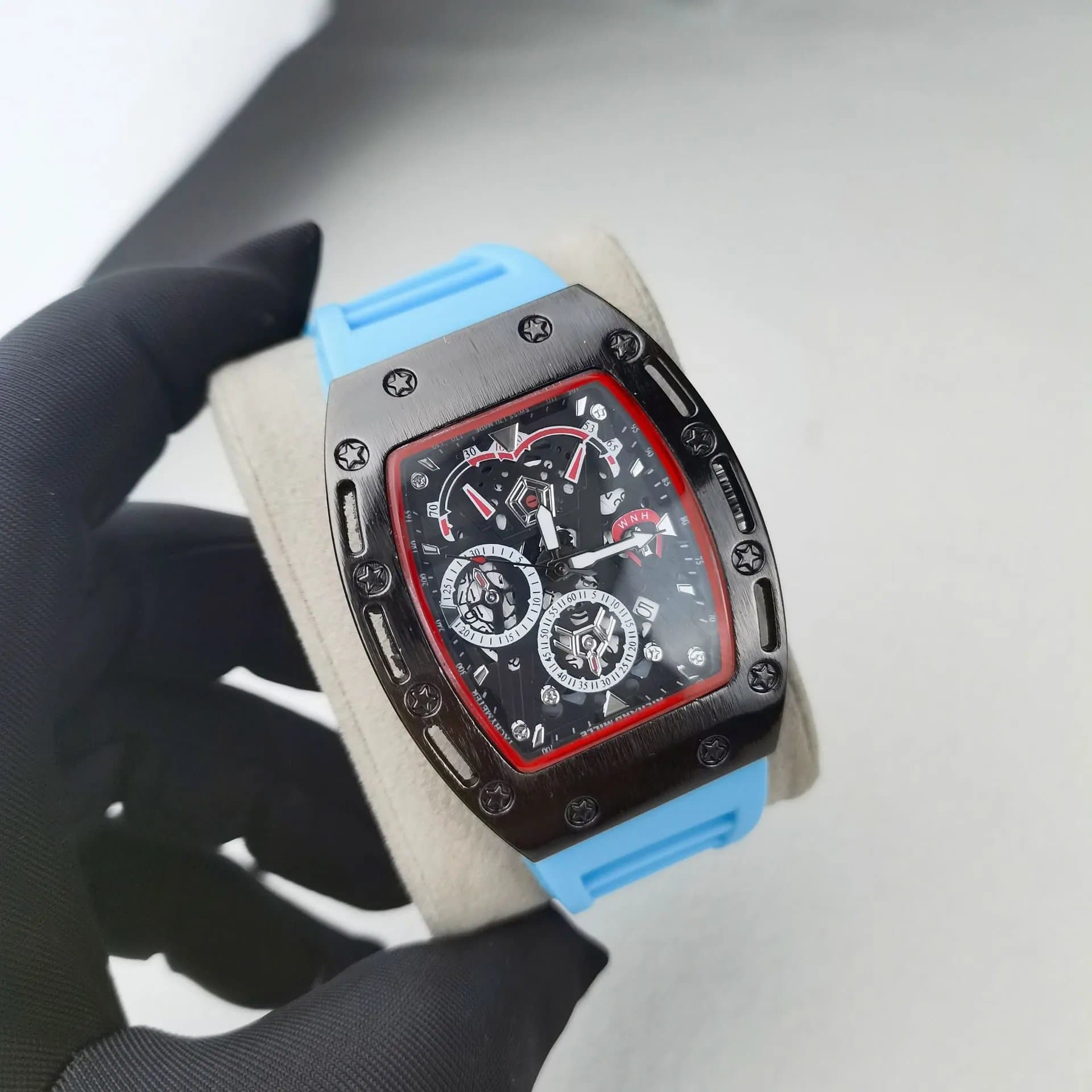 Richard Mille RM 011 Chronograph — 理查德镂空黑壳硅胶蓝