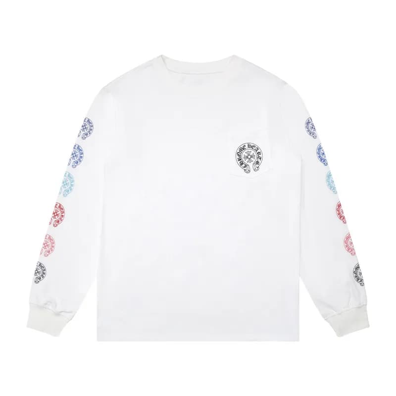 Raglan Long Sleeve Tee Chrome Hearts Crest — K8009 white
