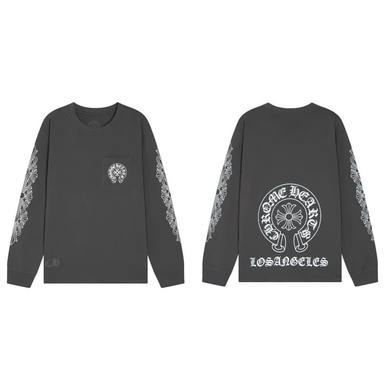Chrome Hearts Long Sleeve Tee Multi-Logo Sleeve — K8008灰