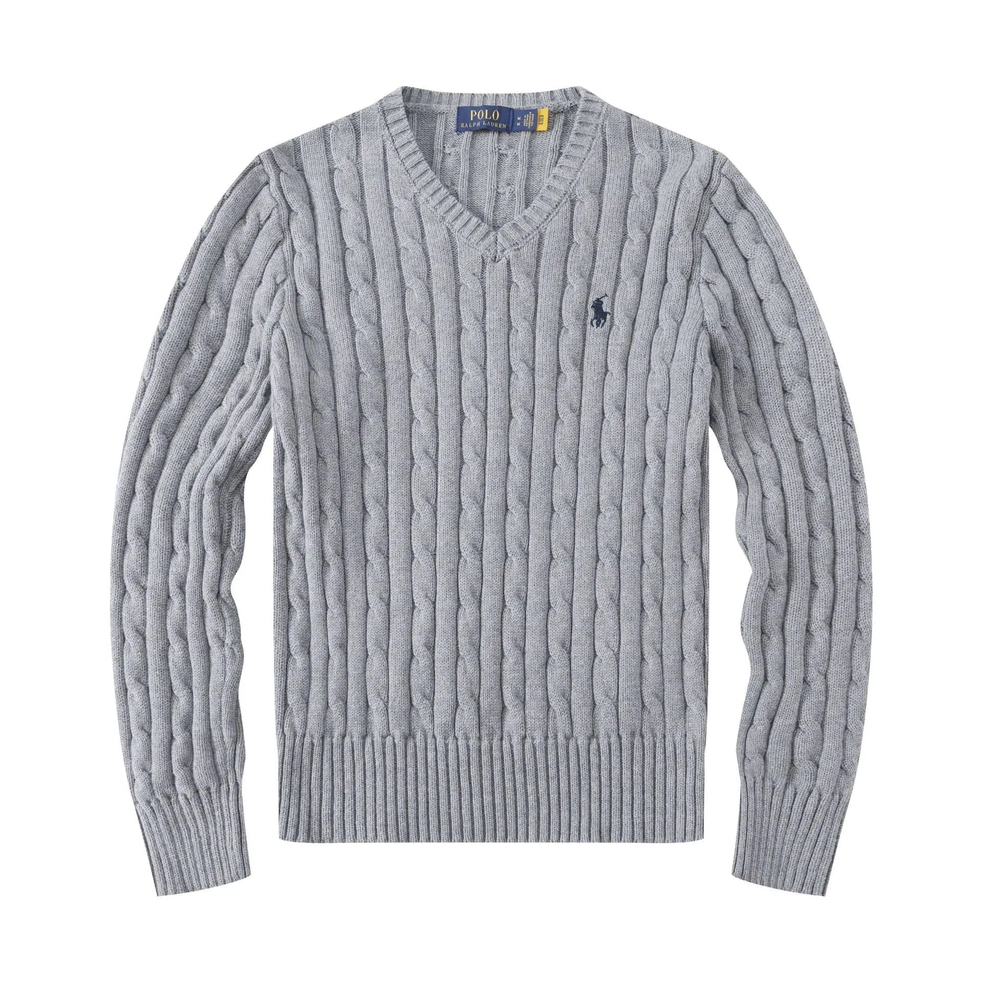 Polo Ralph Lauren Cable Knit Sweater Lilac — 女款V领灰色
