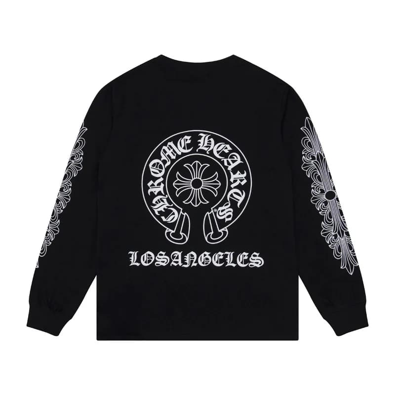 Raglan Long Sleeve Tee Chrome Hearts Crest — K8008 black