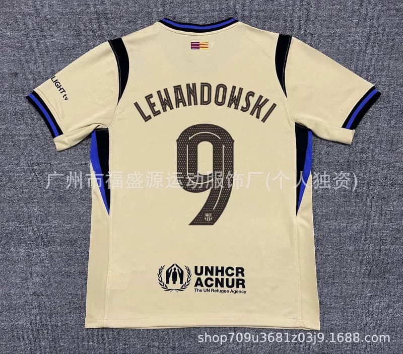 FC Barcelona Away Jersey Lewandowski #9 UNHCR Edition