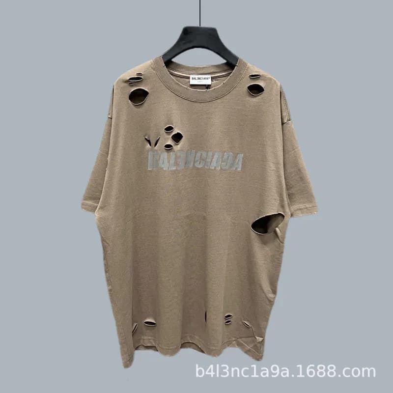 Balenciaga Logo T-Shirt Inverted Logo — 款式14(驼色)