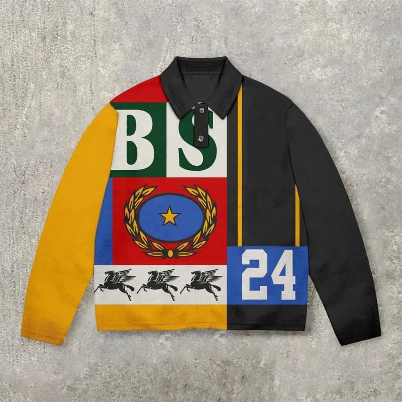 Balenciaga Polo Shirt Multicolor Logo Patchwork