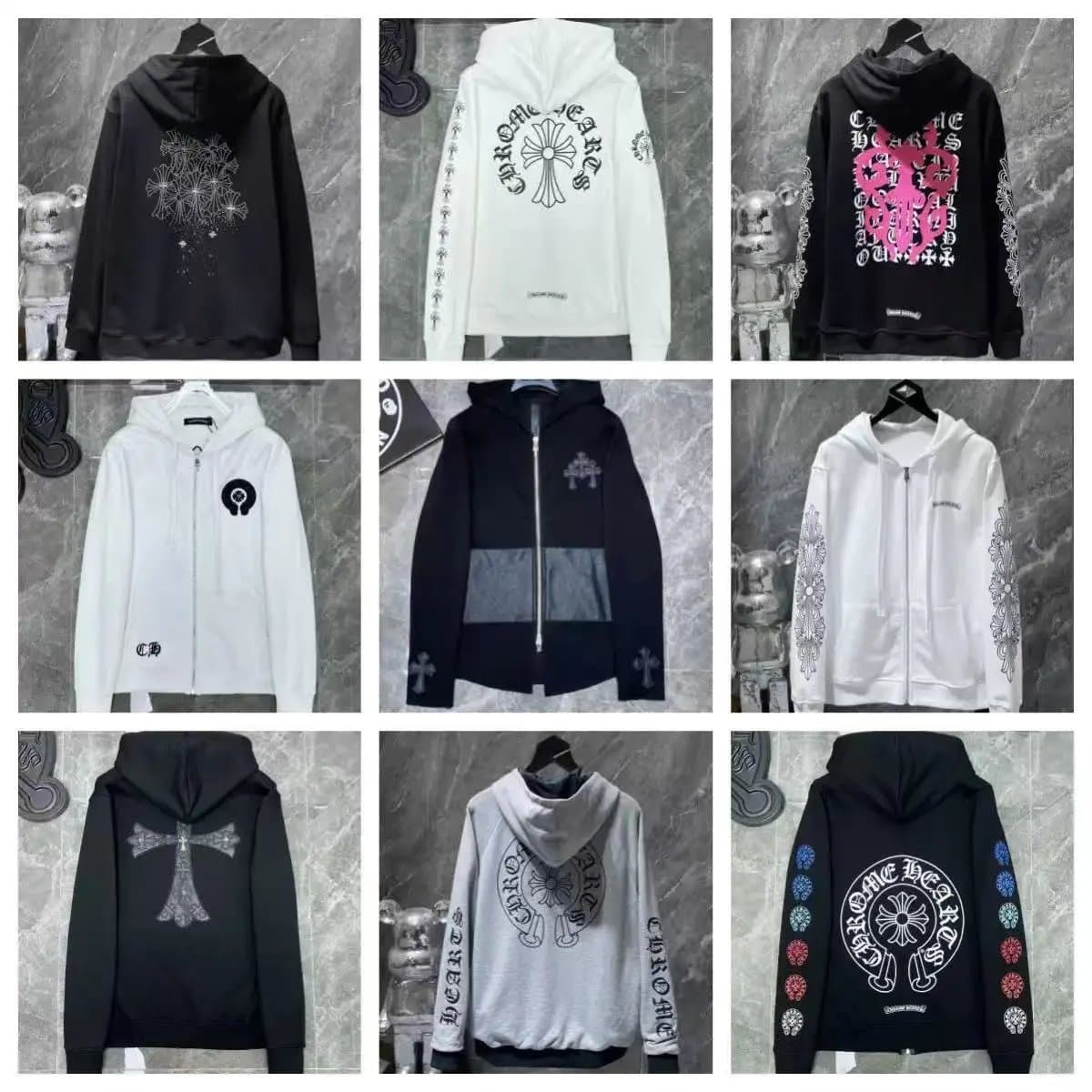 Chrome Hearts Zip-Up Hoodie Cross Motif Embellished — 白色【8666】