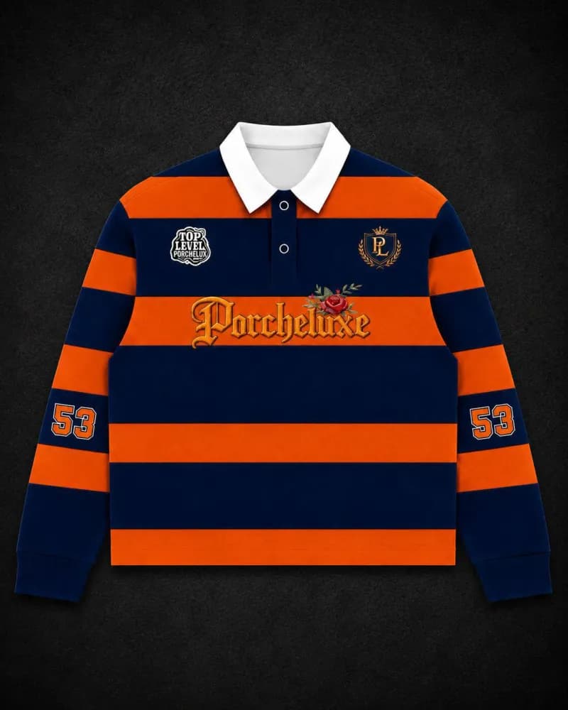 Rugby Shirt Striped Polo with Patches — JZPOLOS5-70