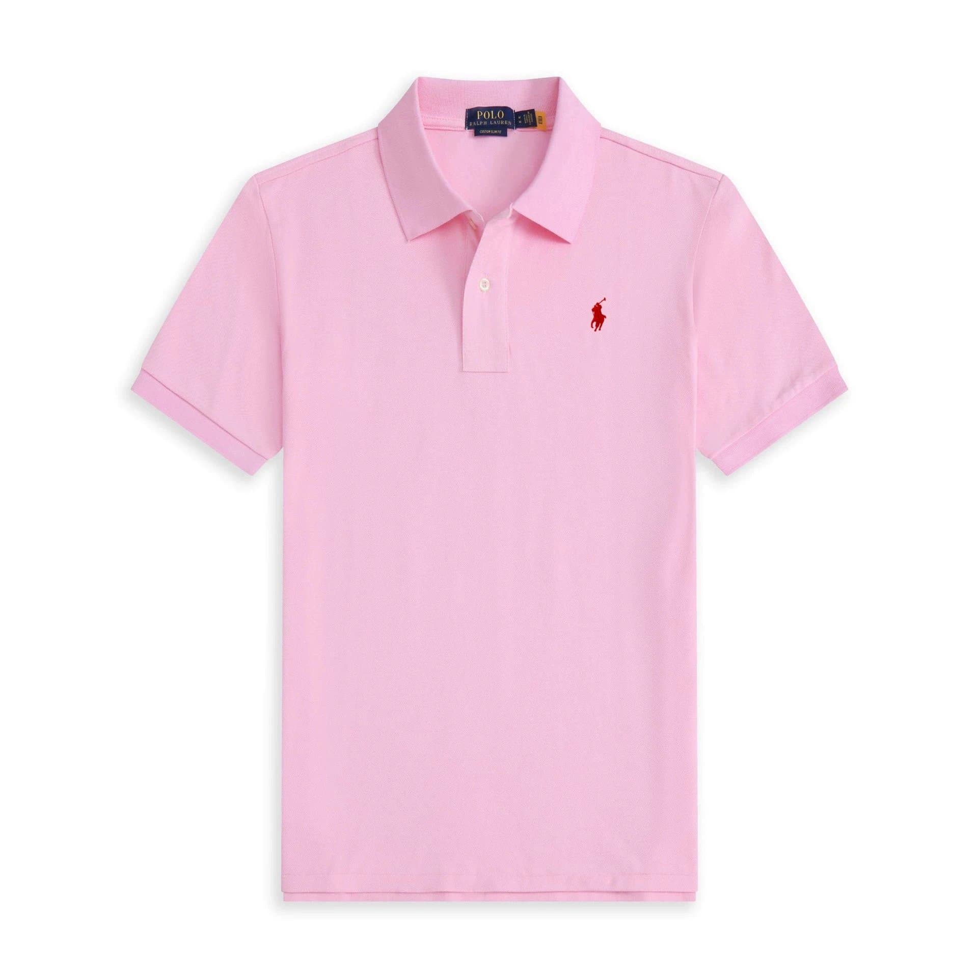 Polo Ralph Lauren Polo Shirt Custom Slim Fit — 粉色-红标