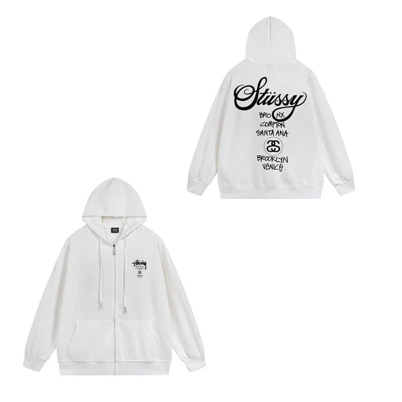 Stüssy Zip-Up Hoodie City Logo Print