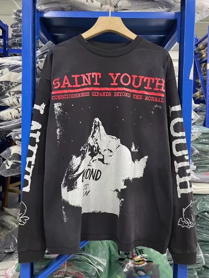 Saint Laurent Long-Sleeve Graphic Tee Saint Youth Print