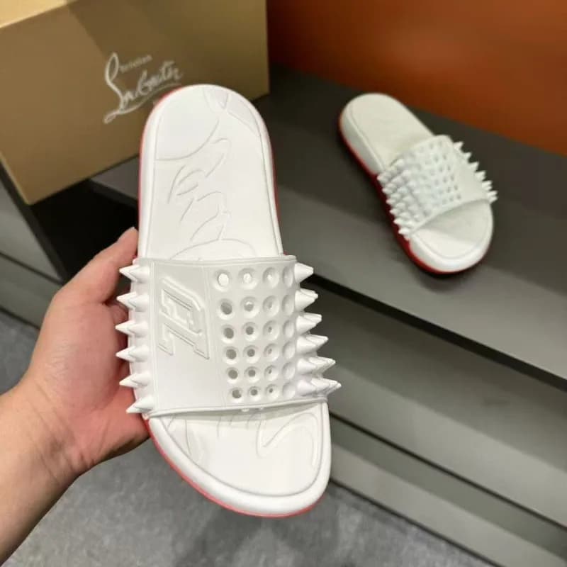 Christian Louboutin Spiky Slide White with Red Sole — 4
