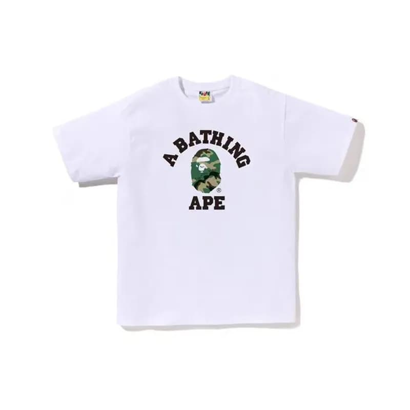 BAPE T-Shirt A Bathing Ape Logo Print — 宝蓝色 1009白色