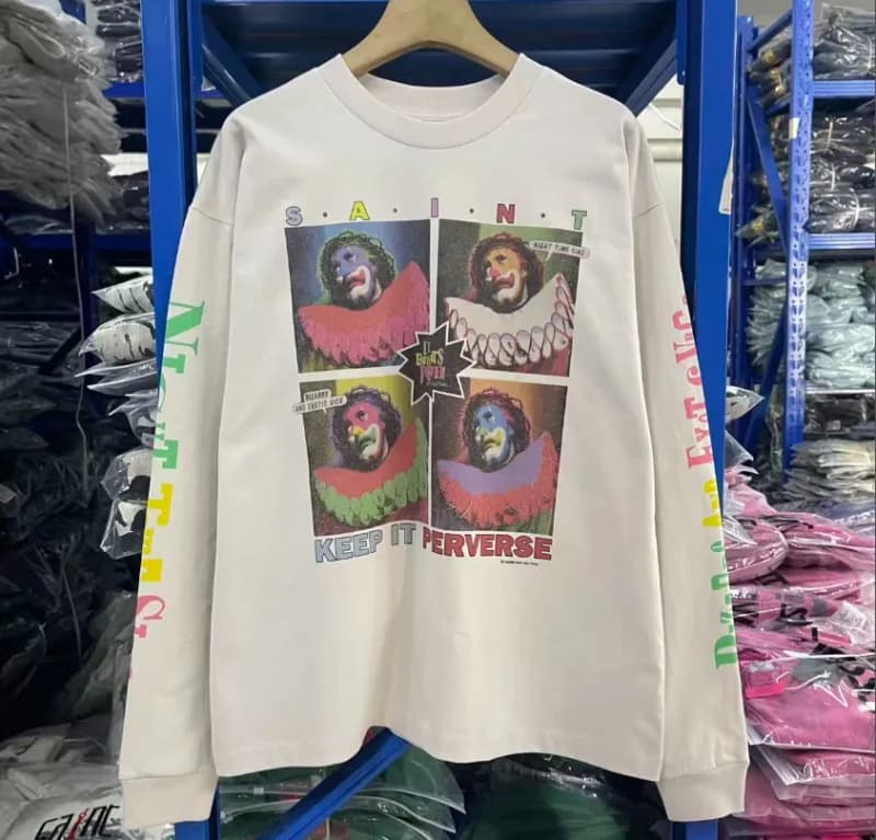 Long Sleeve Tee Baphomet Graphic — St1076 cement white